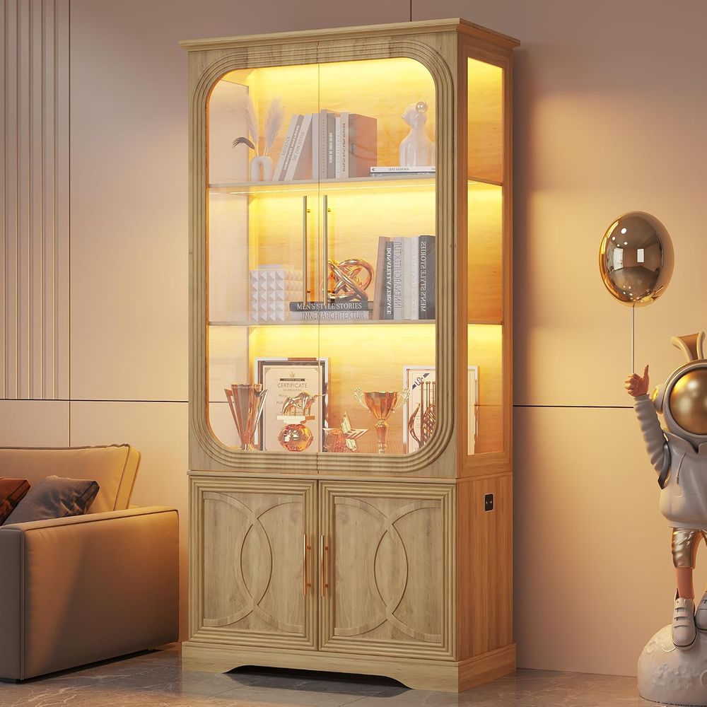 Glass Cabinet Display - ตู้โชว์กระจก 5 ชั้น รุ่น 69 Oak
