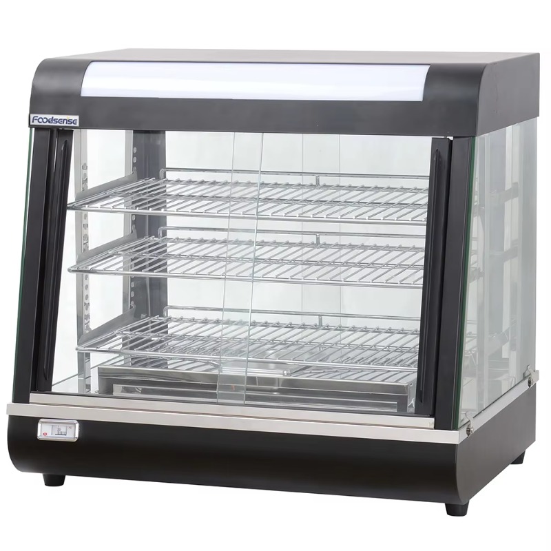 Glass Cabinet Display - ตู้โชว์สแตนเลสแบบมีฉนวนกันความร้อน ประตูกระจกเต็มบาน พร้อมเครื่องอุ่นอาหารไฟฟ้า สำหรับร้านเบเกอรี่ โรงแรม และร้านอาหาร