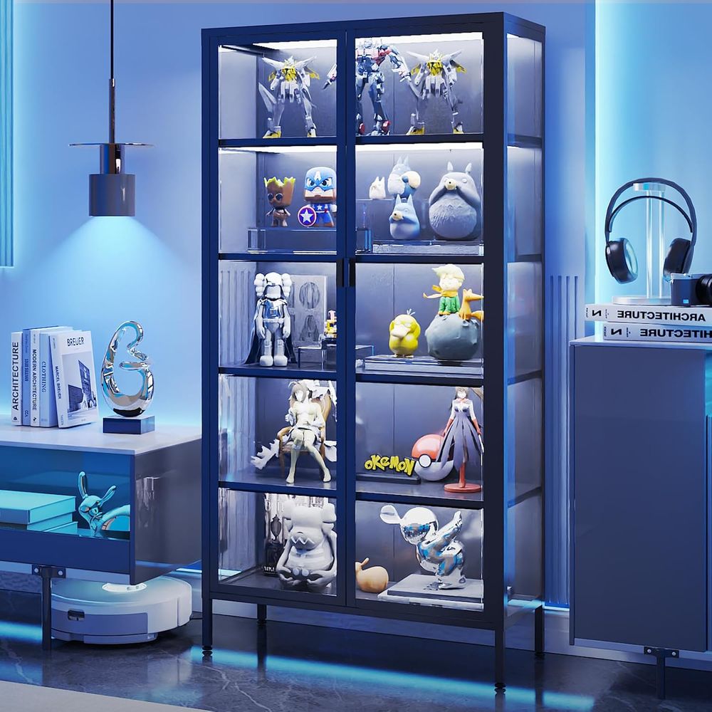 Glass Cabinet Display - ตู้โชว์กระจกสูง 71 ซม. พร้อมไฟ LED เซ็นเซอร์,