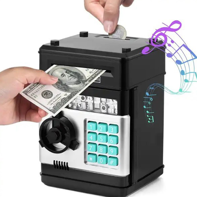 Coin Operated Kiddie Ride - Creative Piggy Bank อัตโนมัติ Mini ปลอดภัยเหรียญประหยัดเงินกล่องรหัสผ่านเคาน์เตอร์รหัสกุญแจล็อคเหรียญ