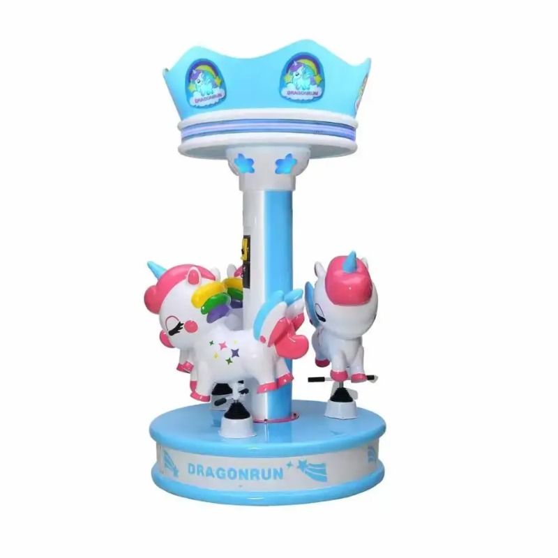Coin Operated Kiddie Ride - ม้าหมุนหยอดเหรียญราคาถูก 3 ที่นั่ง พร้อมดนตรีสำหรับเด็ก มินิคารูเซลเคลื่อนที่ ขาย