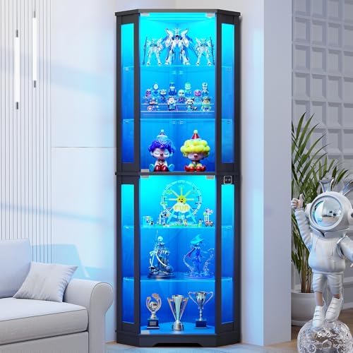 Glass Cabinet Display - ตู้โชว์มุมขนาด 71 นิ้ว พร้อมประตูกระจก ตู้โชว์ 6