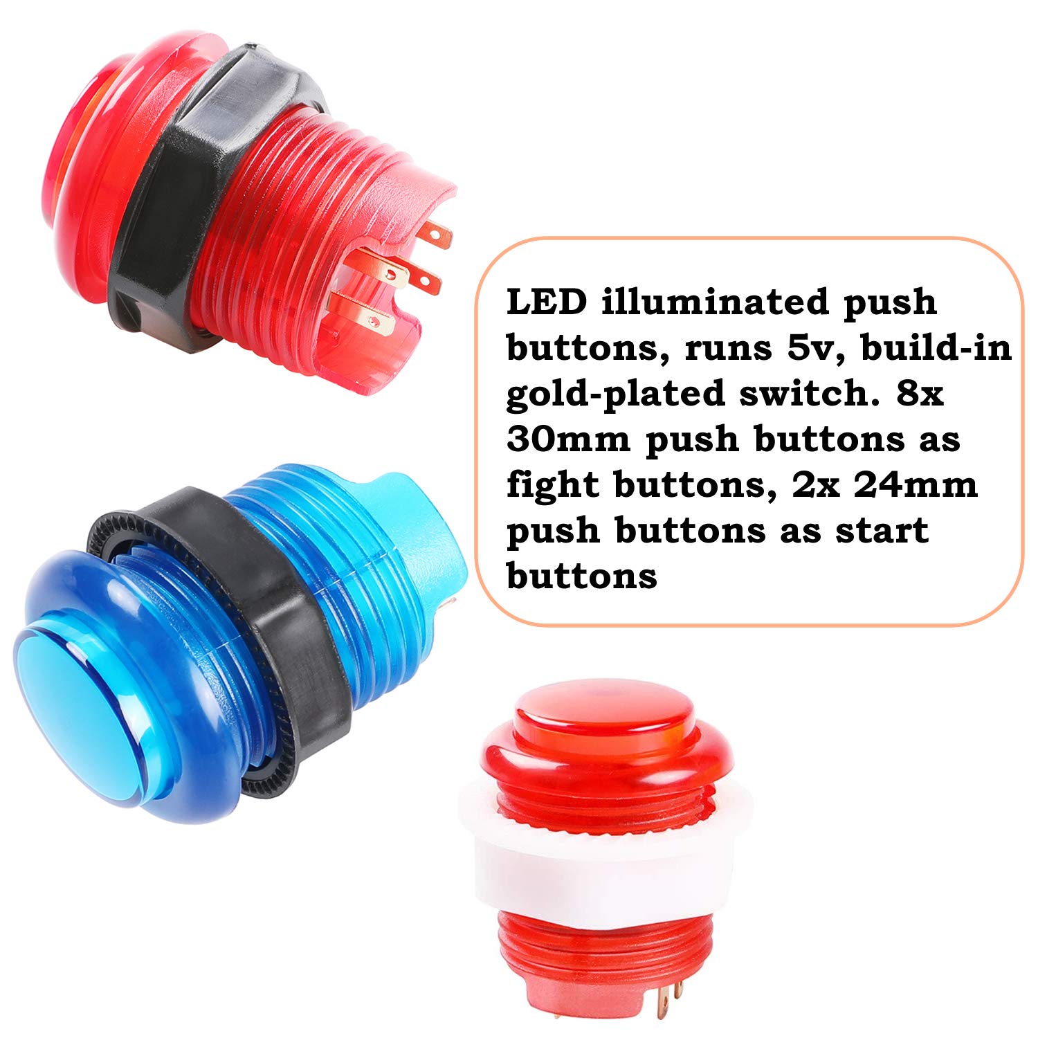 ปุ่มกดอาร์เคดแบบมีไฟ LED 1 ถุง - Arcade Wangan Midnight บทวิจารณ์และราคา