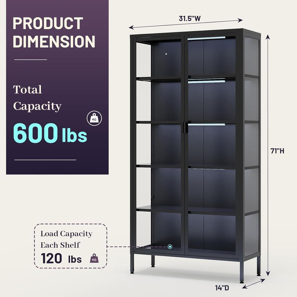 ตู้โชว์กระจกสูง 71 ซม. พร้อมไฟ - Glass Cabinet Display บทวิจารณ์และราคา