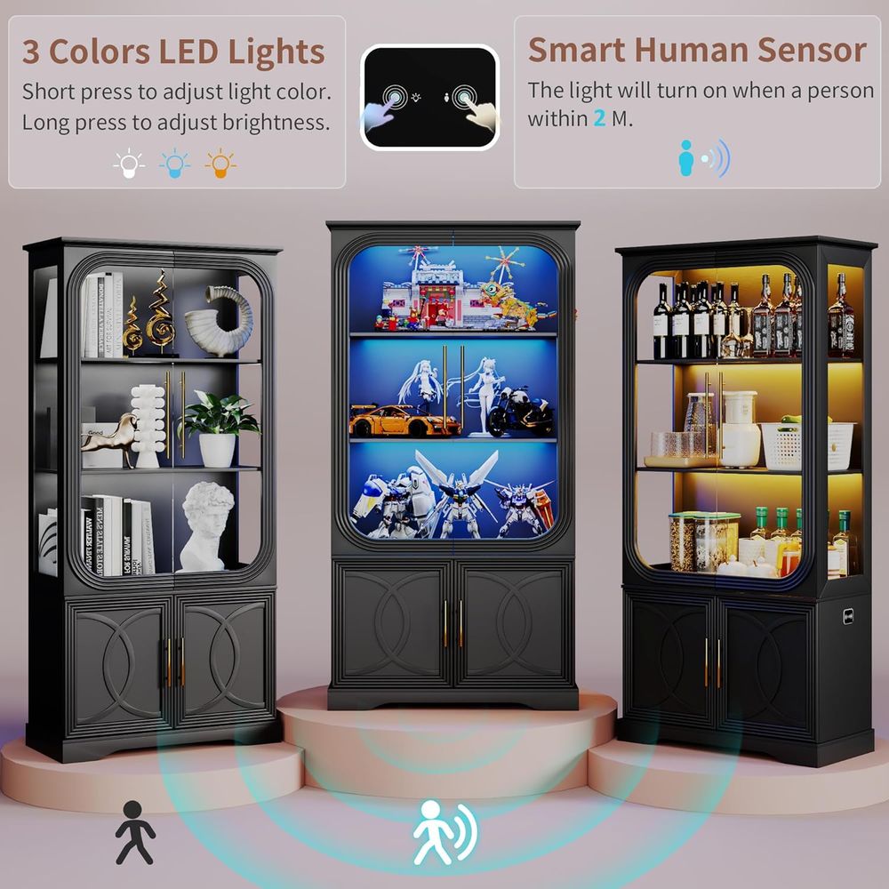ตู้โชว์ไม้ 2 ชิ้น พร้อมกระจก 2 - Glass Cabinet Display บทวิจารณ์และราคา