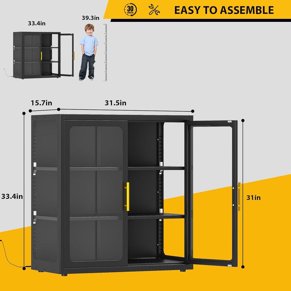 ตู้โชว์กระจกสูง 34 นิ้ว พร้อมช - Glass Cabinet Display บทวิจารณ์และราคา