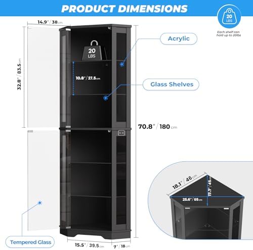 ตู้โชว์มุมขนาด 71 นิ้ว พร้อมปร - Glass Cabinet Display บทวิจารณ์และราคา